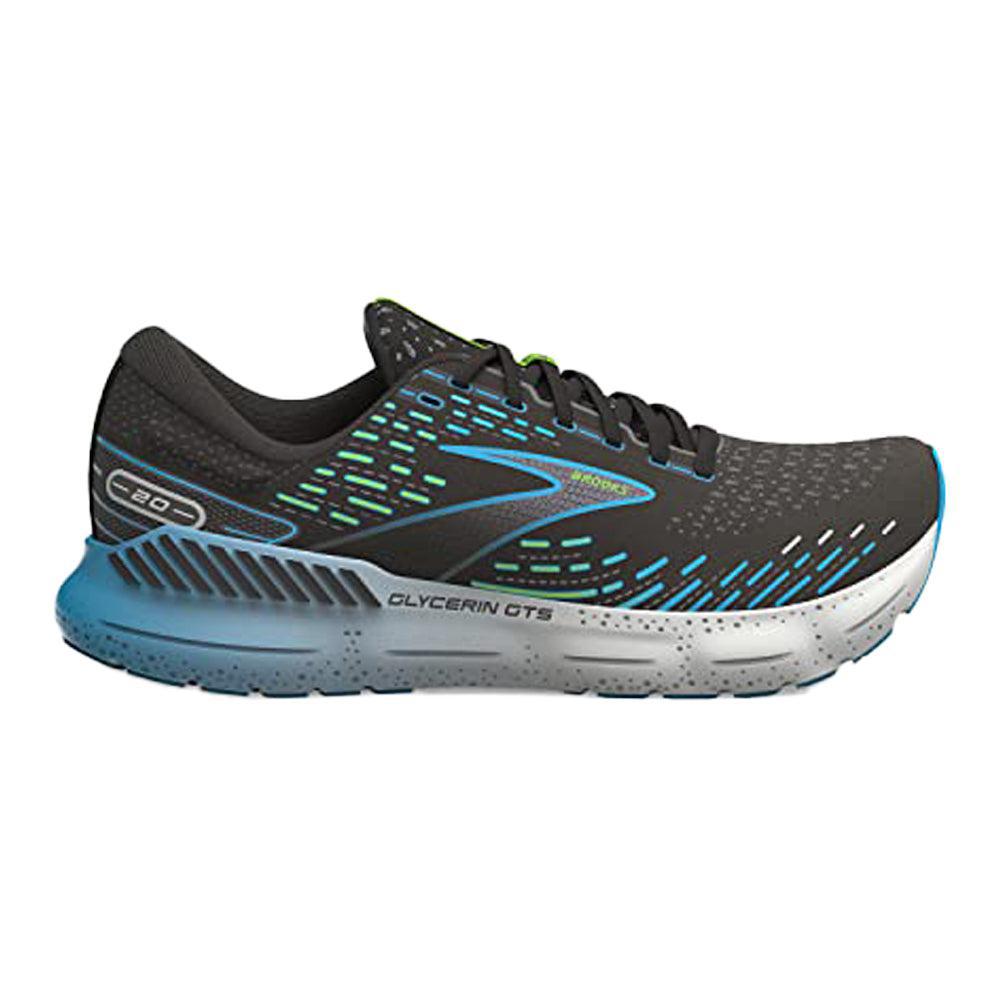 Men's Brooks Glycerin GTS 20, Black/Hawaiian Ocean/Green, 15 D Medium