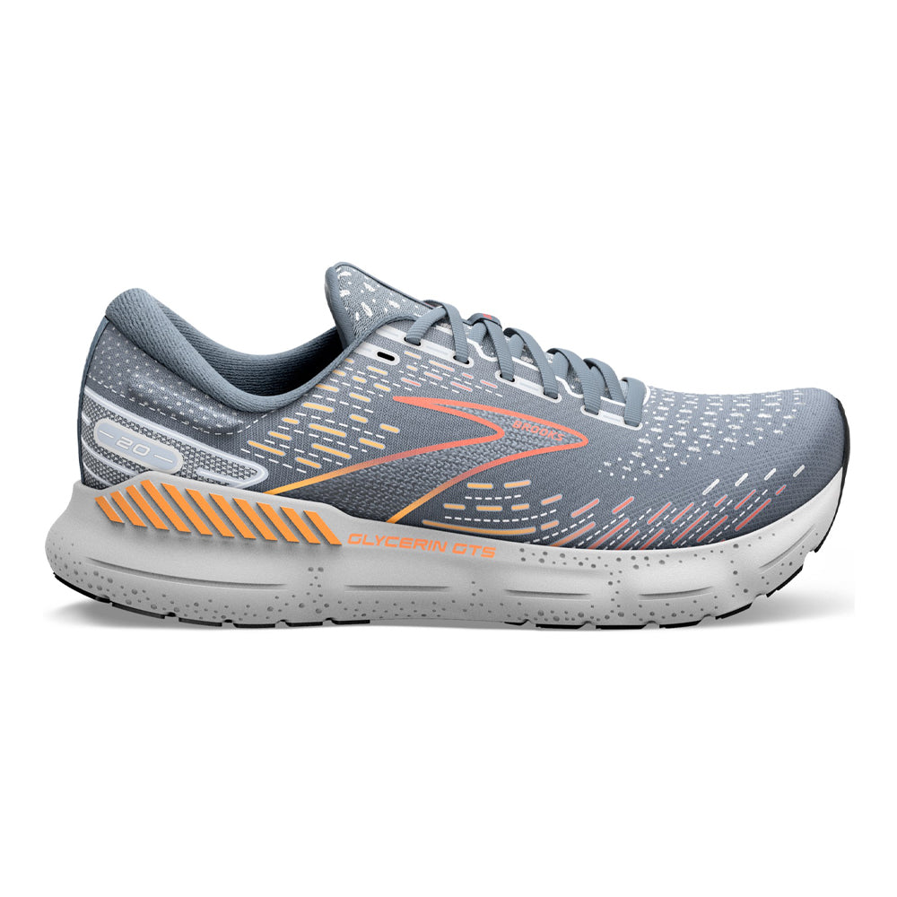 Men's Brooks Glycerin GTS 20, Grey/Chili Oil/Orange, 11.5 D Medium
