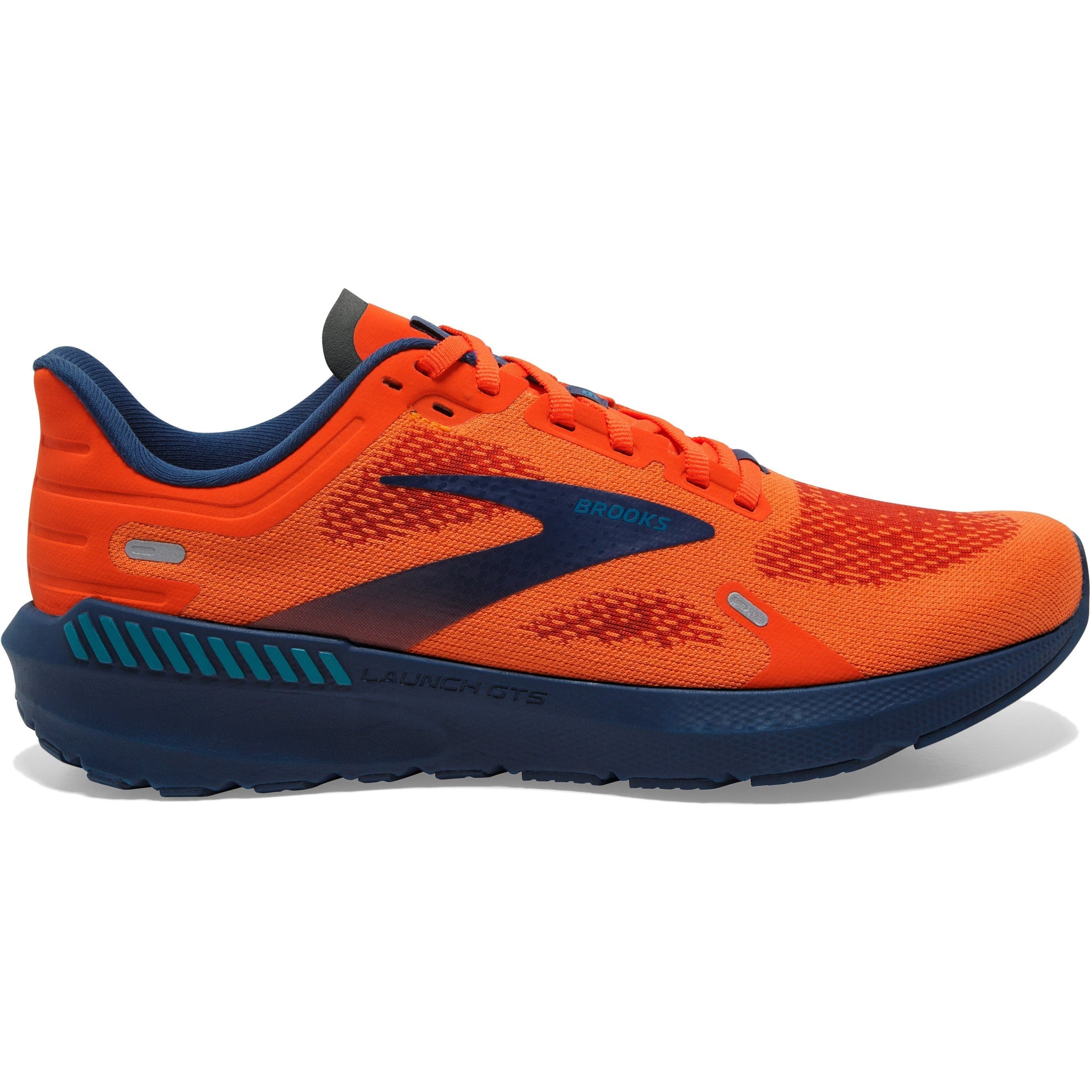 Men's Brooks Launch GTS 9, Flame/Titan/Crystal Teal, 9 D Medium