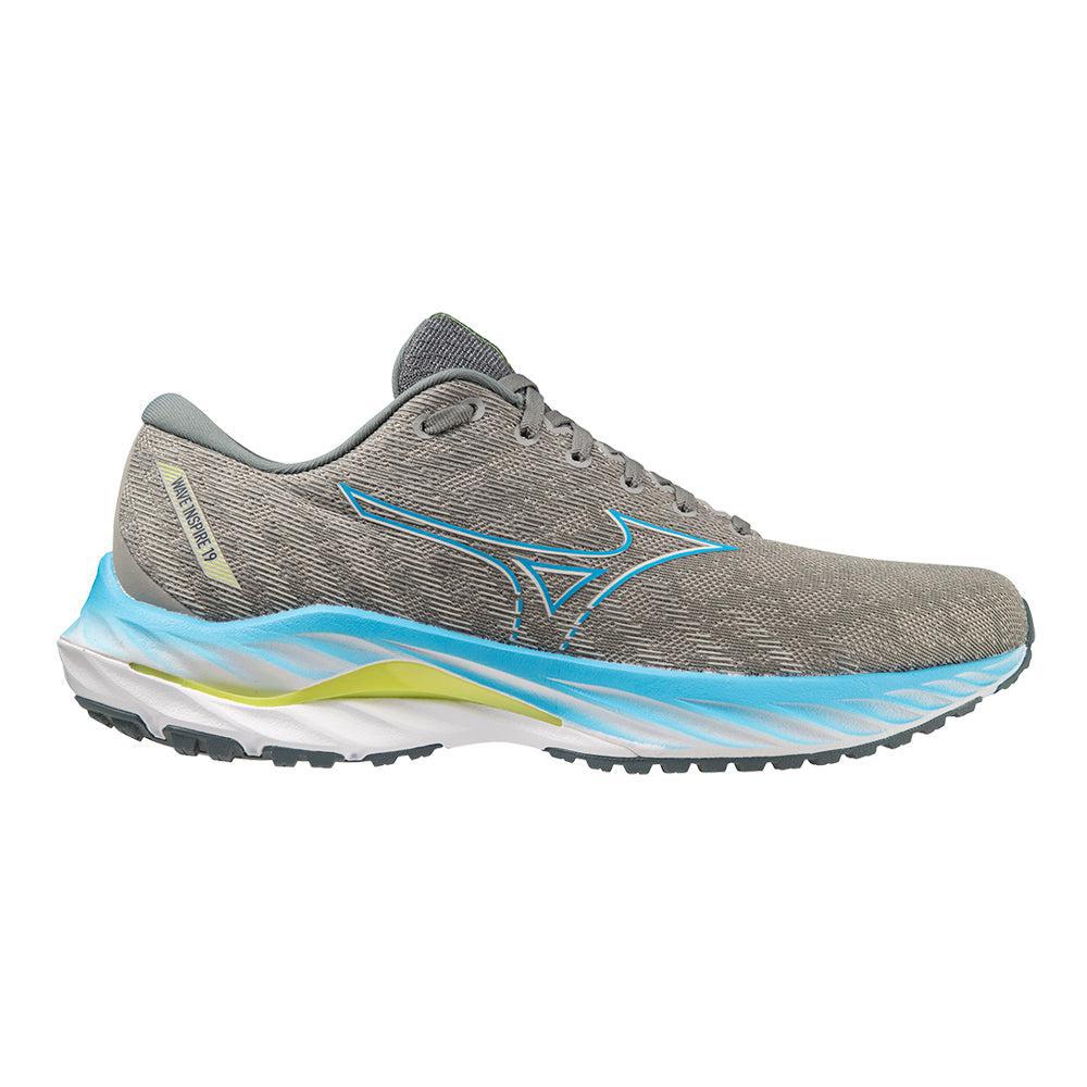 Men's Mizuno Wave Inspire 19, Ghost Grey-Jet Blue, 10 D Medium