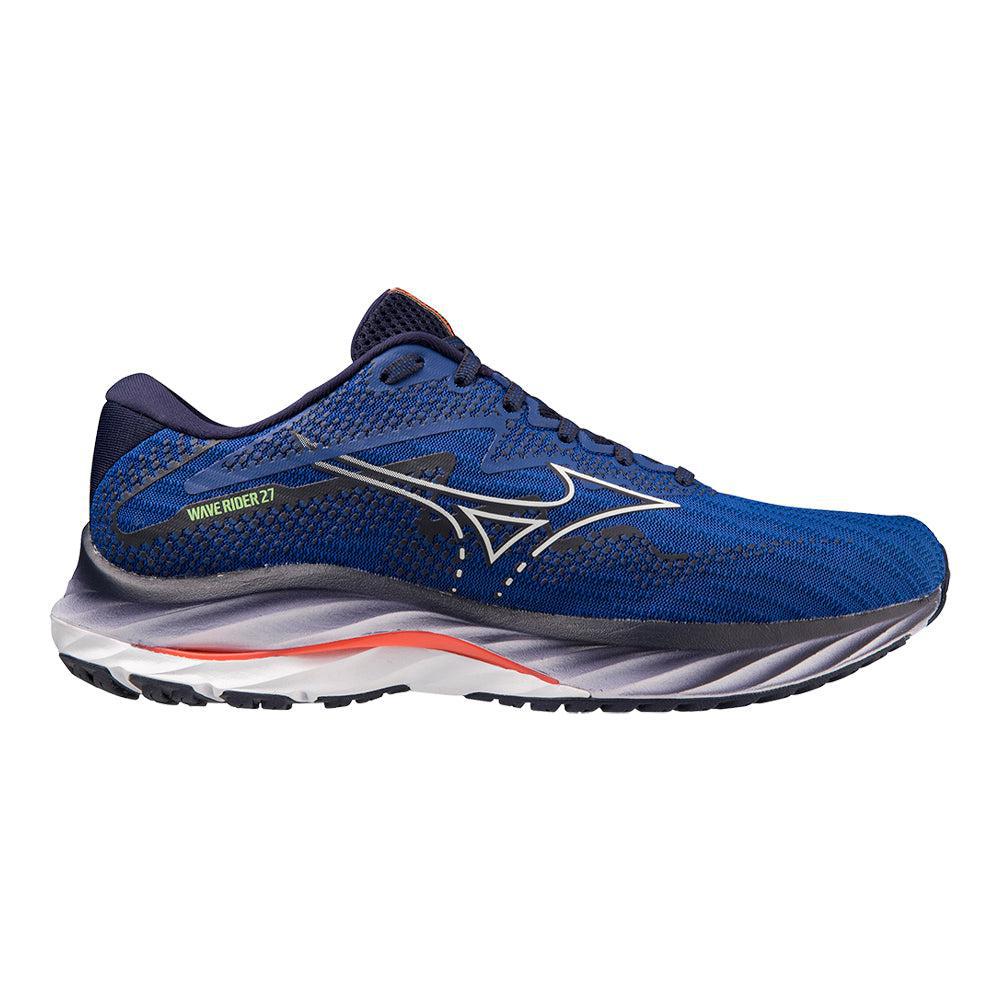 Men's Mizuno Wave Rider 27, Surf The Web-White, 12 D Medium