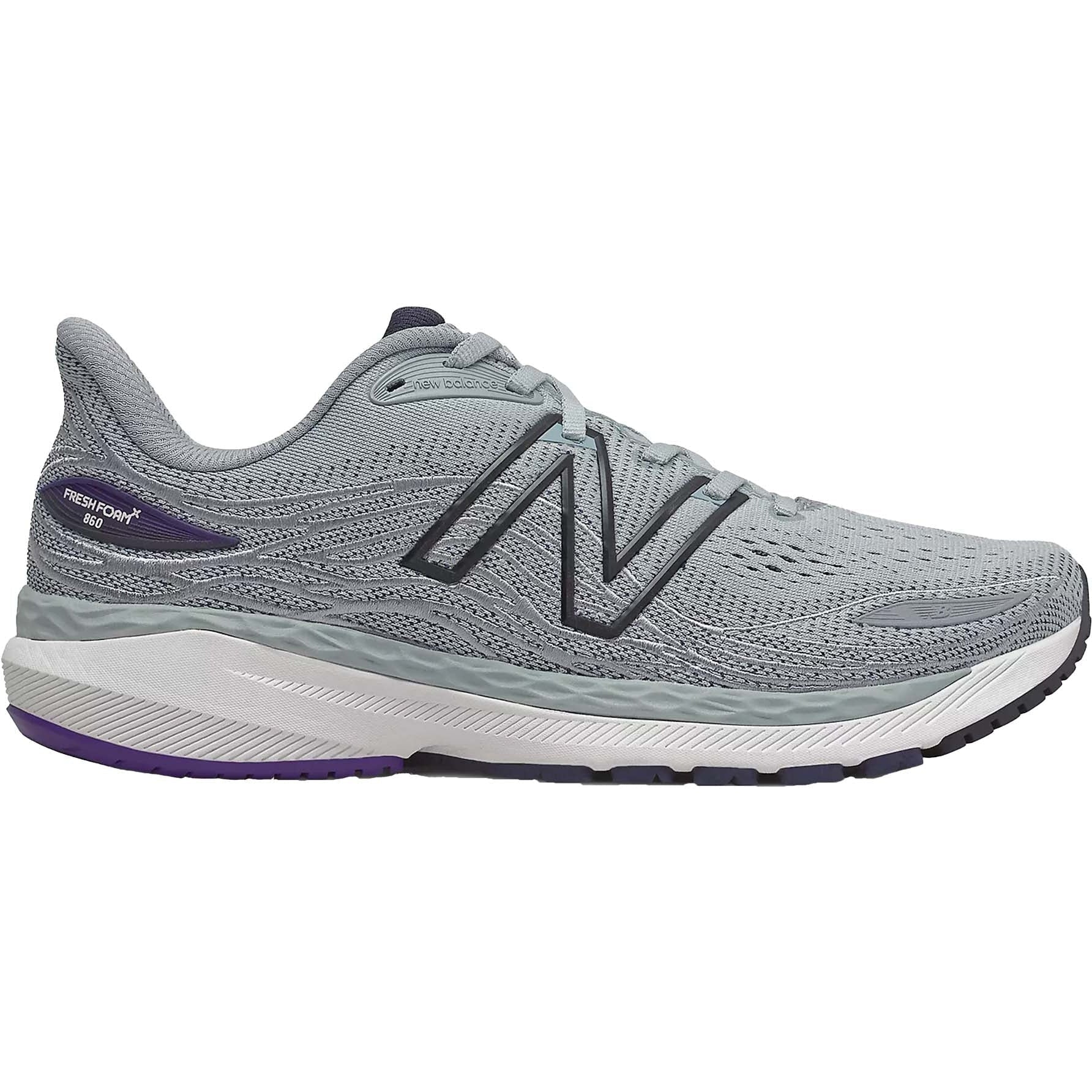 Men's New Balance Fresh Foam X 860v12, Light Aluminum/Deep Violet, 9.5 D Medium