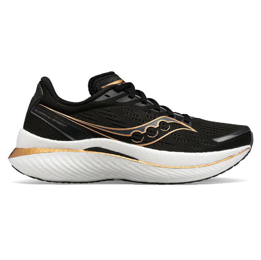 Men's Saucony Endorphin Speed 3, Black/Goldstruck, 10 2E Wide
