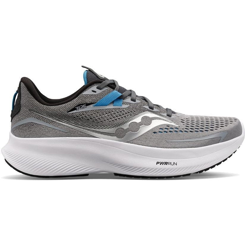Men's Saucony Ride 15, Alloy/Topaz, 10 2E Wide