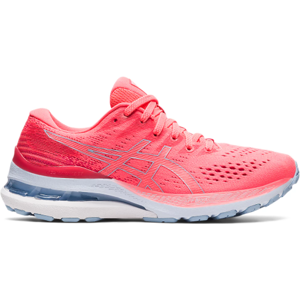 Women's Asics Gel-Kayano 28, Blazing Coral/Mist, 8 D Wide