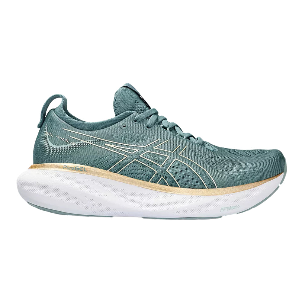 Women's Asics Gel-Nimbus 25, Foggy Teal/Champagne, 10.5 B Medium
