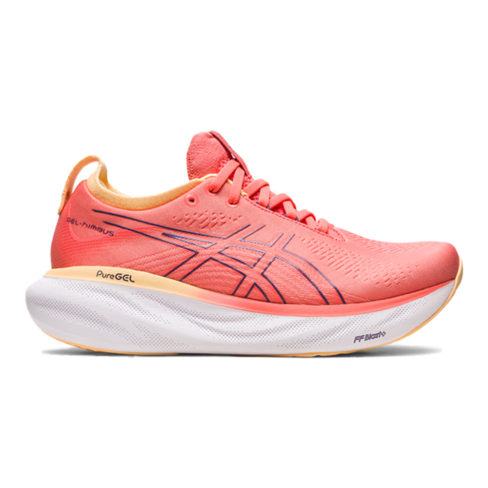 Women's Asics Gel-Nimbus 25, Papaya/Dusty Purple, 9 B Medium