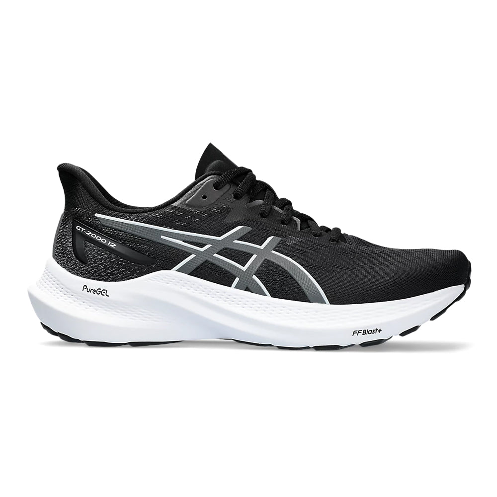 Women's Asics GT-2000 12, Black/Carrier Grey, 12 D Wide