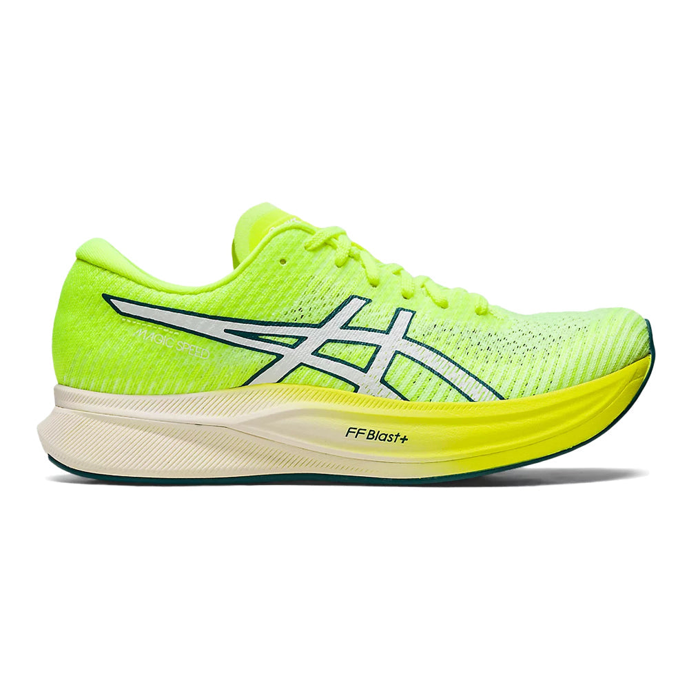 Women's Asics Magic Speed 2, Safety Yellow/White, 10 B Medium