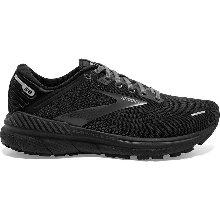 Women's Brooks Adrenaline GTS 22, Black/Black/Ebony, 9 D Wide