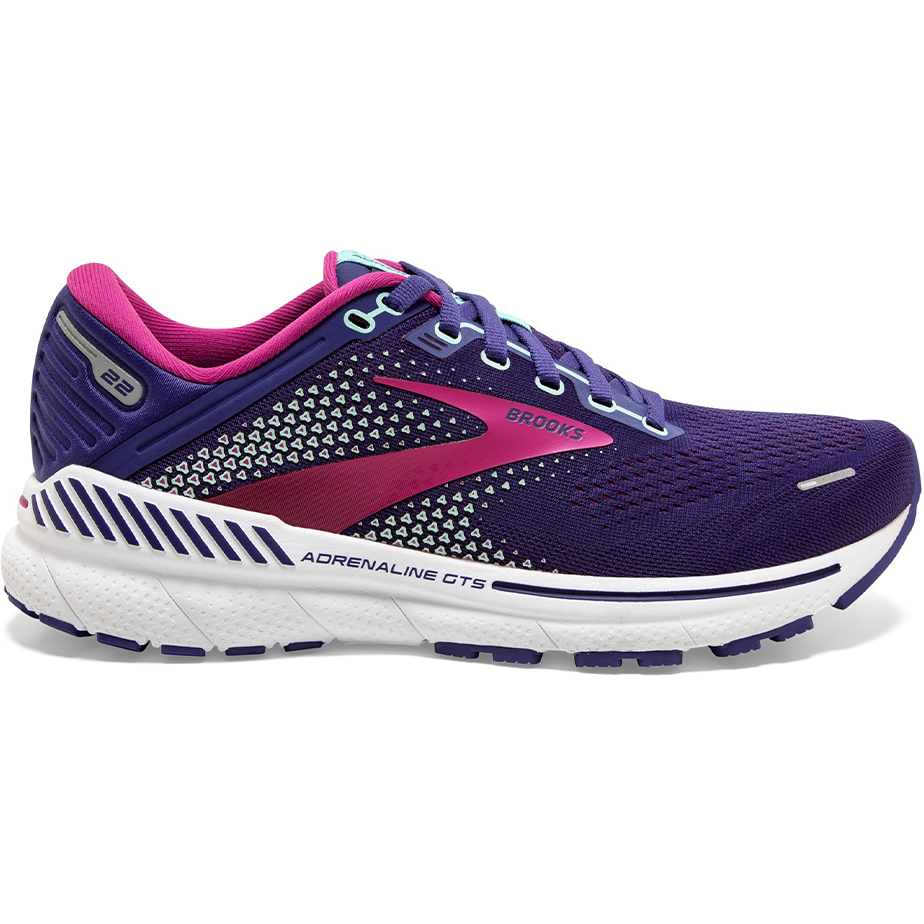 Women's Brooks Adrenaline GTS 22, Navy/Yucca/Pink, 9 B Medium