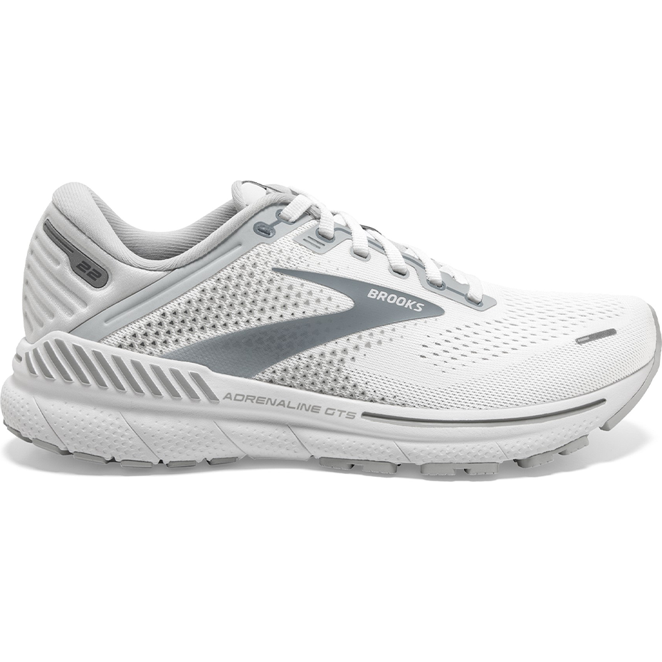 Women's Brooks Adrenaline GTS 22, White/Oyster/Primer Grey, 10 B Medium