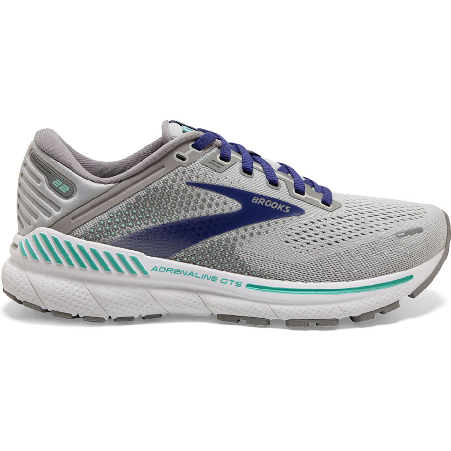 Women's Brooks Adrenaline GTS 22, Alloy/Blue/Green, 9.5 2A Narrow