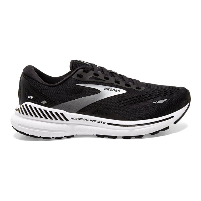 Men's Brooks Adrenaline GTS 23, Black/White/Silver, 8 D Medium