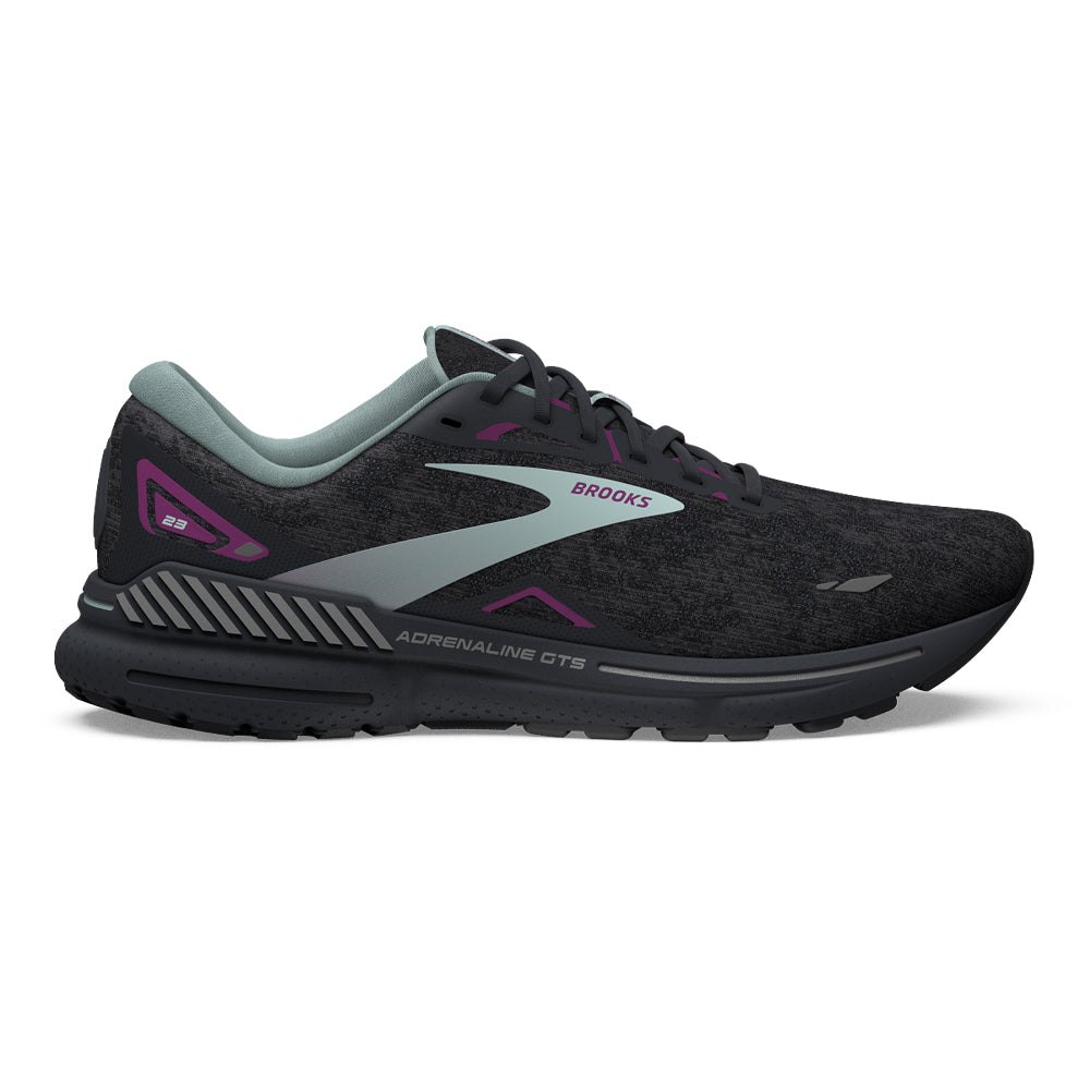 Women's Brooks Adrenaline GTS 23, Black/Light Blue/Purple, 11 B Medium