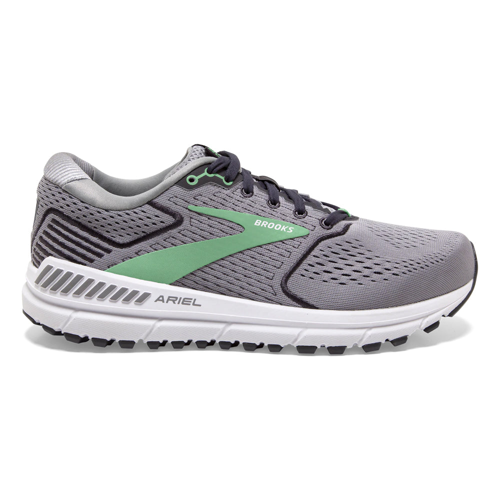 Women's Brooks Ariel '20, Alloy/Blackened Pearl/Green, 10.5 D Wide