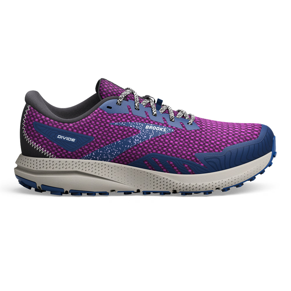 Women's Brooks Divide 4, Purple/Navy/Oyster, 9.5 B Medium