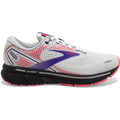 Women's Brooks Ghost 14, White/Purple/Coral, 6.5 B Medium