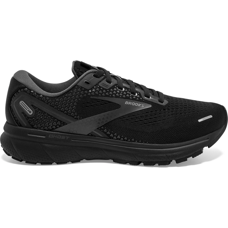 Women's Brooks Ghost 14, Black/Black/Ebony, 7.5 D Wide