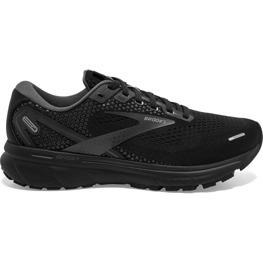 Women's Brooks Ghost 14, Black/Black/Ebony, 6.5 D Wide