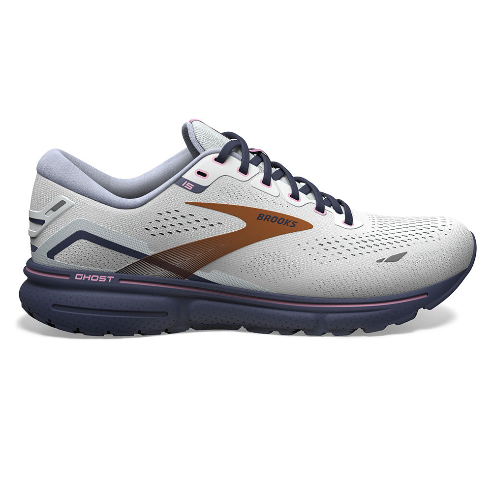 Women's Brooks Ghost 15, Spa Blue/Neo Pink/ Copper, 11.5 B Medium