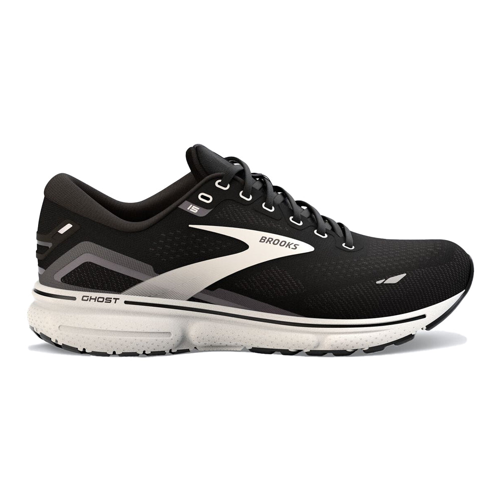 Women's Brooks Ghost 15, Black/Blackened Pearl/White, 7.5 B Medium
