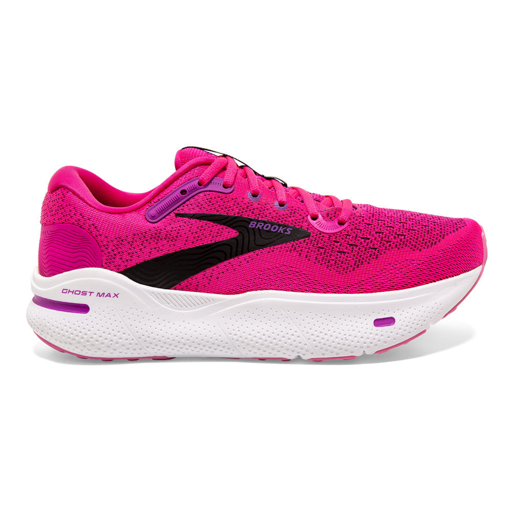 Women's Brooks Ghost Max, Pink Glo/Purple/Black, 6 B Medium