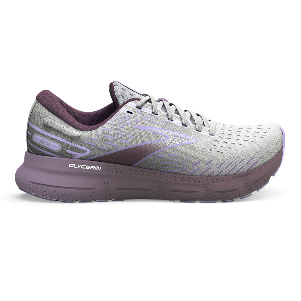 Women's Brooks Glycerin 20, White/Orchid/Lavender, 11.5 B Medium