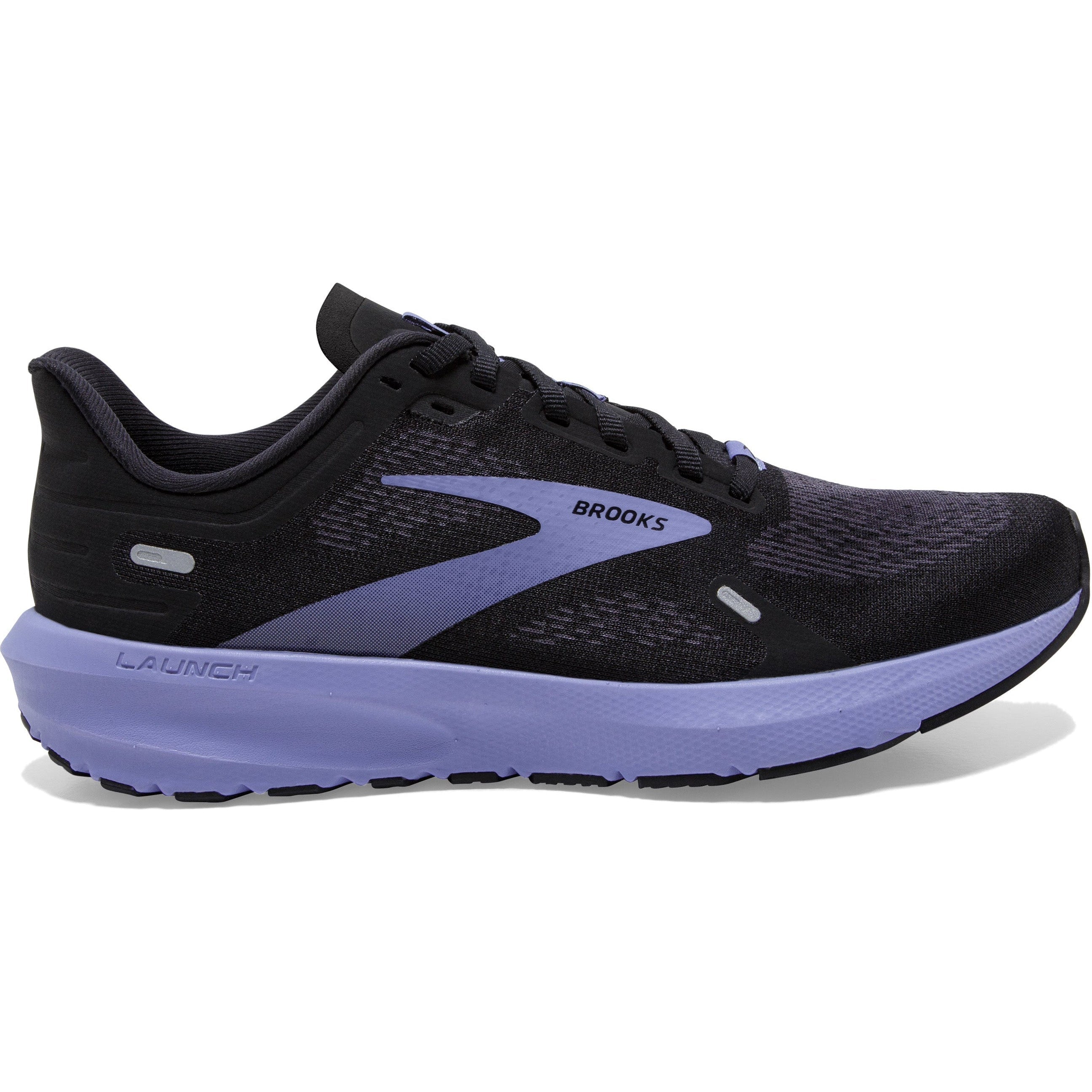 Women's Brooks Launch 9, Black/Ebony/Purple, 6.5 B Medium
