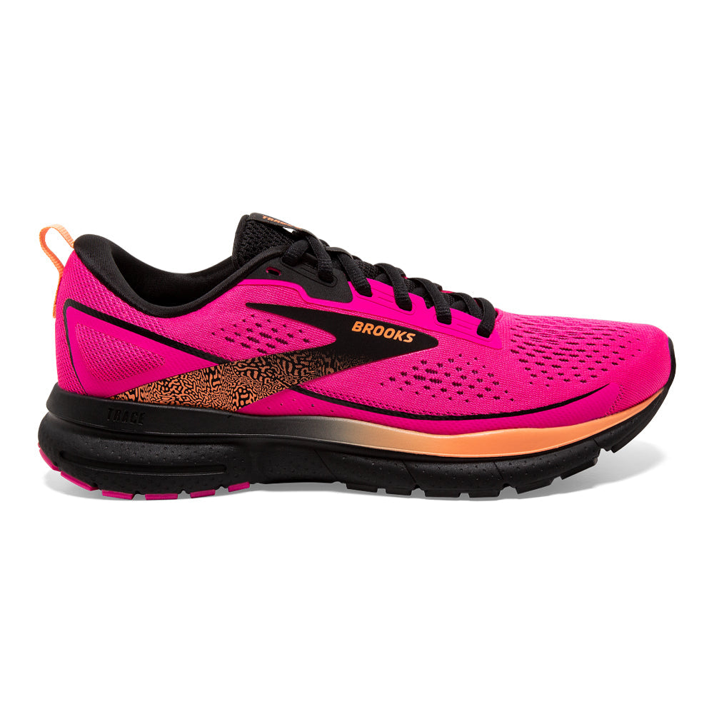 Women's Brooks Trace 3, Pink Glo/Black/Orange, 10.5 B Medium