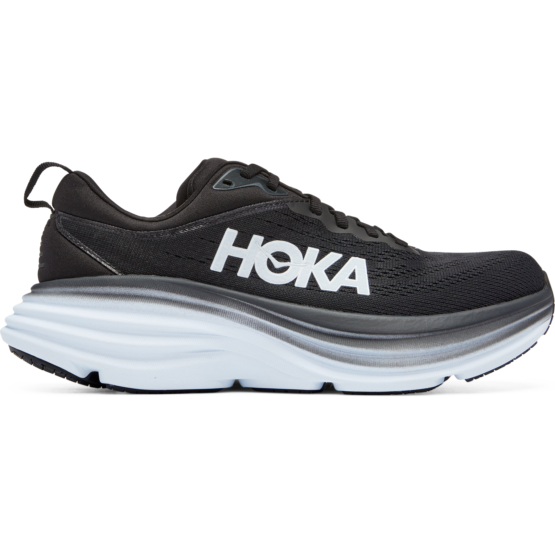 Women's Hoka One One Bondi 8, Black/White, 6.5 B Medium