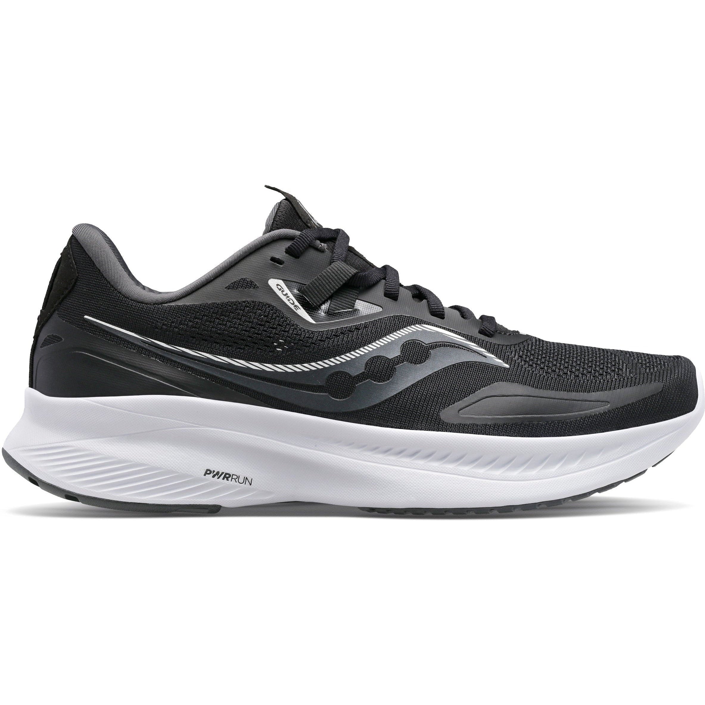 Women's Saucony Guide 15, Black/White, 8.5 D Wide