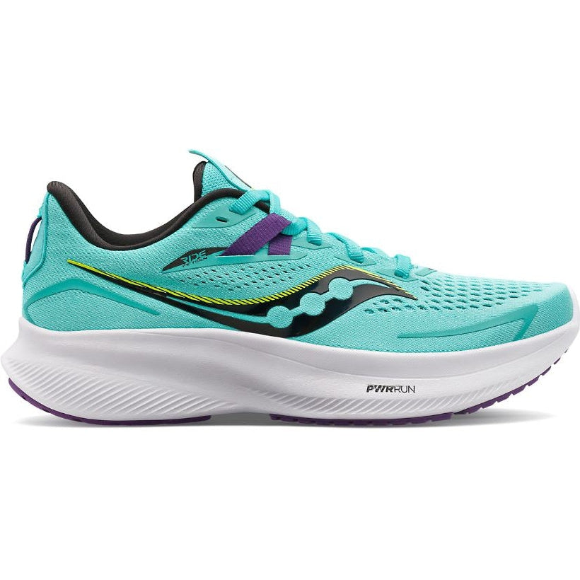 Women's Saucony Ride 15, Cool Mint/Acid, 8 D Wide