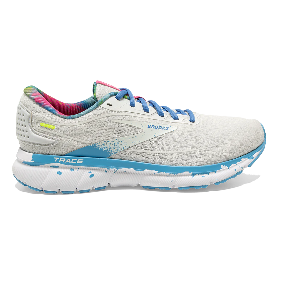 Men's Brooks Trace 2, White/Gray/Alaskan Blue, 10.5 D Medium