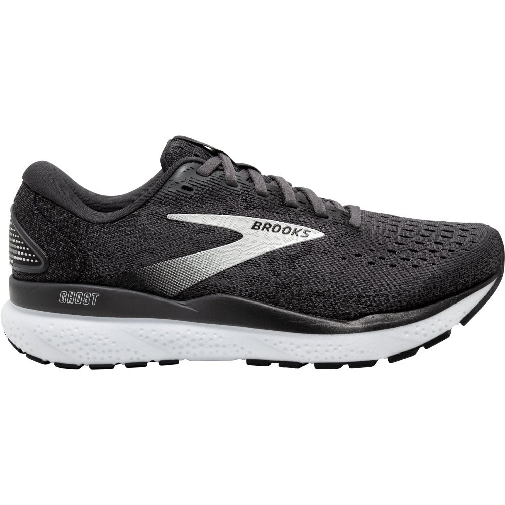 Men's Brooks Ghost 16, Black/Grey/White, 10 2E Wide