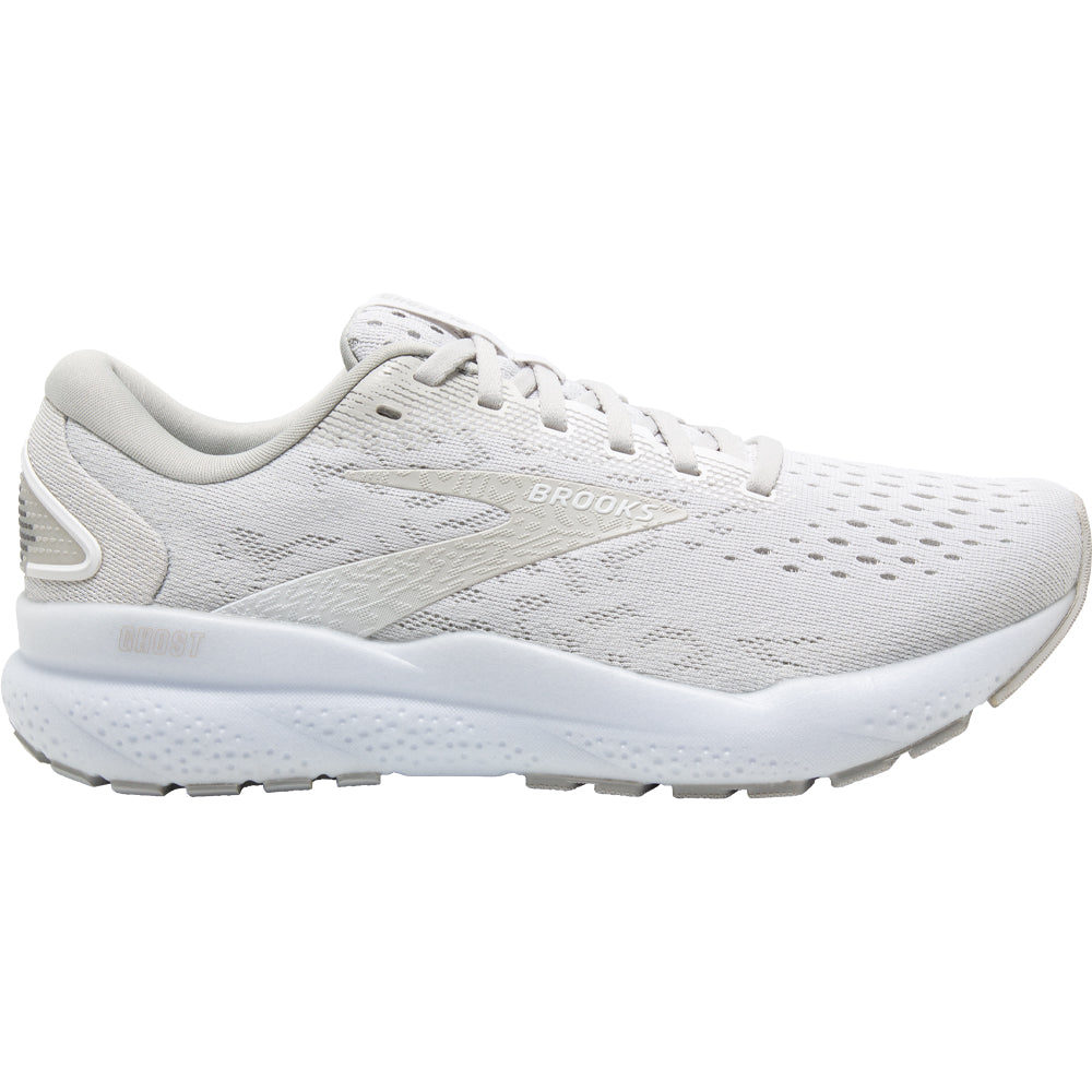 Women's Brooks Ghost 16, White/White/Grey, 7 B Medium